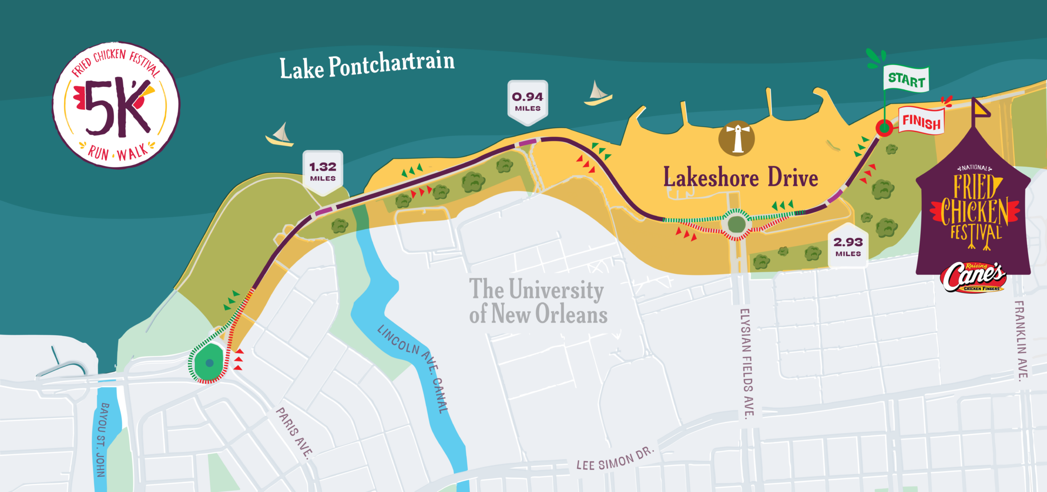 Map of the FCF 5K route